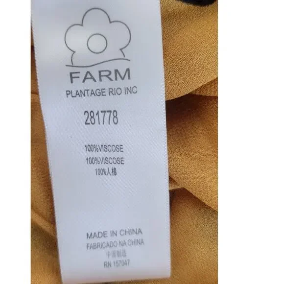 Farm Rio Blouse Womens X-Small Polka Dot Top Yellow & Black Preppy Glam Modern - Picture 8 of 8